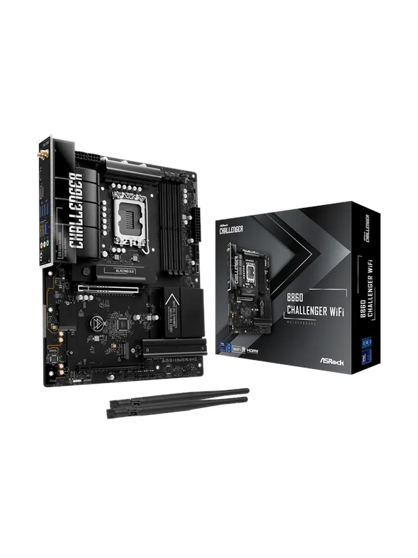 ASRock B860 Challenger WiFi Moderkort - Intel B860 - Intel LGA1851 - DDR5 RAM - ATX
