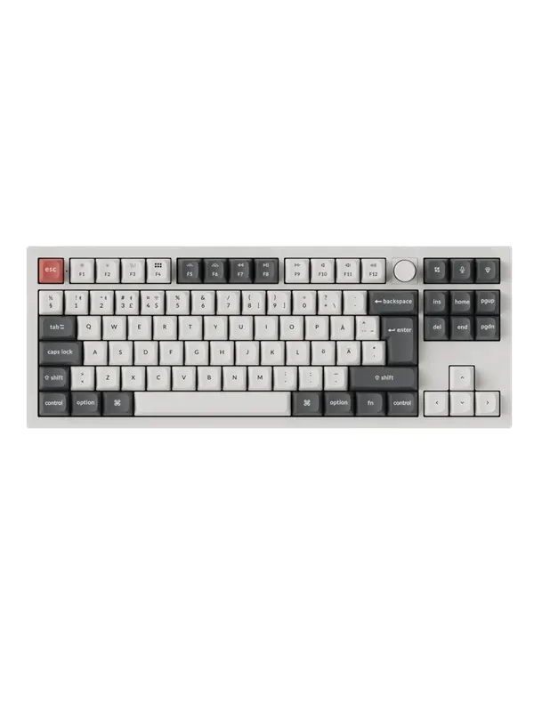 Keychron Q3 Ultra 80% 8K Wireless Tri-Mode - POM Red - Gaming Keyboard - Utan numpad - Nordisk - Vit