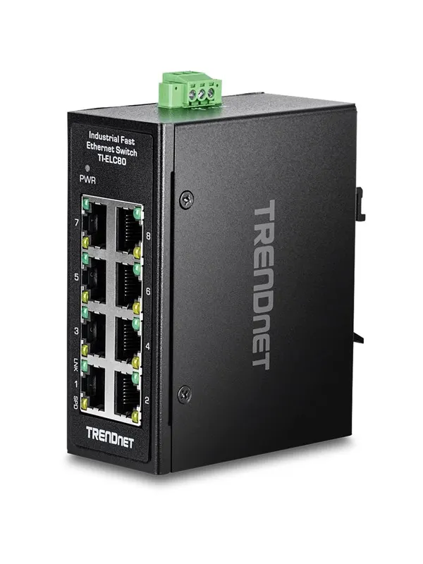 TRENDnet TI-ELC80 8-Port Industrial Fast Ethernet DIN-Rail Mini Switch