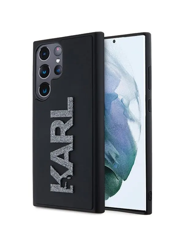 Karl Lagerfeld 3D Rubber Glitter Logo case for Samsung Galaxy S24 Ultra - black