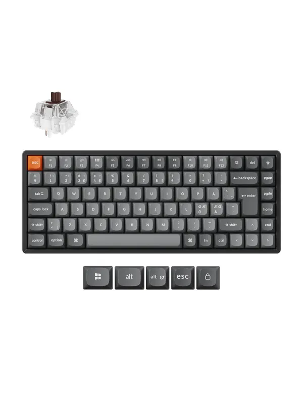 Keychron K2 MAX QMK/VIA Wireless Tri-Mode - Super Brown - Gaming Keyboard - Utan numpad - Nordisk - Svart