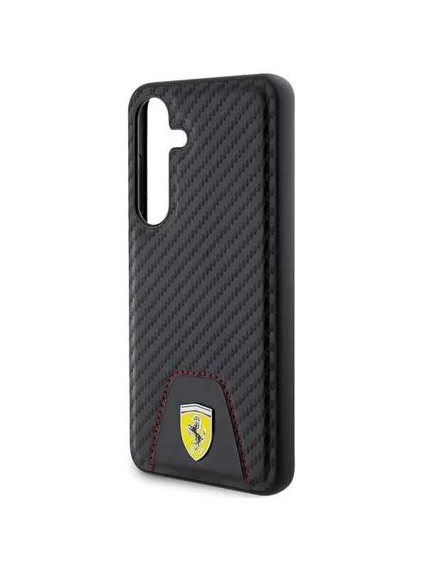 Ferrari Carbon Stitched Bottom Case for Samsung Galaxy S24 - Black