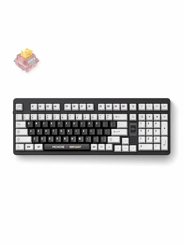 MCHOSE x Unbox Therapy - UT98 Silent Peach V3 (Classic Therapy) - Gaming Tangentbord - Engelska (US) - Svart