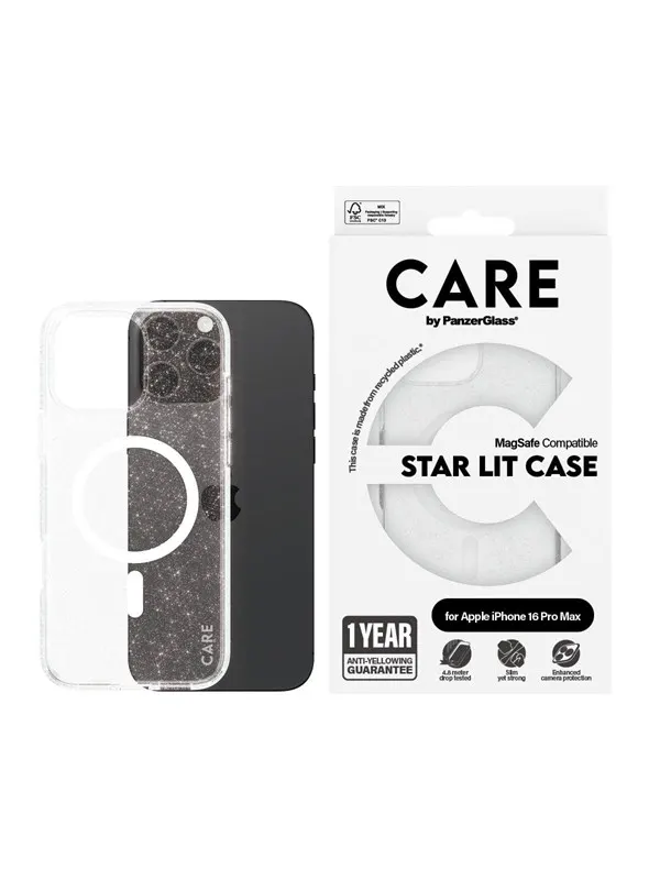 CARE by PanzerGlass Case Flagship Star Lit with White MagSafe iPhone 16 Pro Max