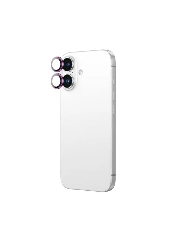 AmazingThing AR Aluminum 2 Lens Glass with Camera Lens Frame for iPhone 16 / 16 Plus - Pink