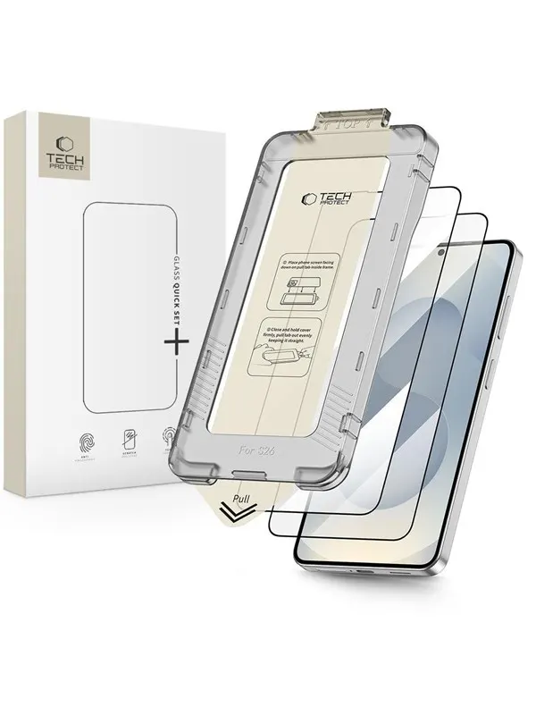 Tech-Protect Quick Set+ 2-Pack Tempered Glass for Samsung Galaxy S26 - Black