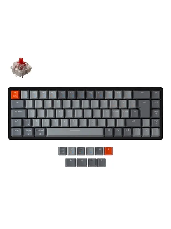 Keychron K6 RGB Aluminium Wireless Hot Swap Gateron Red - Gaming Keyboard - Utan numpad - Nordisk - Svart