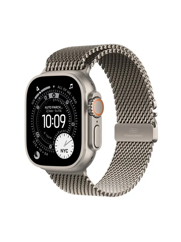 Apple Watch Ultra 3 GPS + Cellular 49mm Natural Titanium Case with Natural Titanium Milanese Loop - Medium