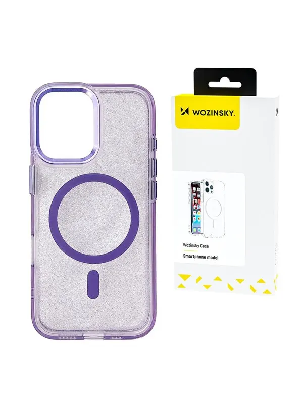 Wozinsky Glitter Case with Mag Safe for Samsung Galaxy S25+ - Purple with Glitter