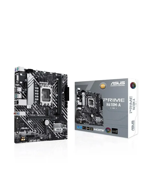 ASUS PRIME H610M-A-CSM Moderkort - Intel H610 - Intel LGA1700 - DDR5 RAM - Micro-ATX
