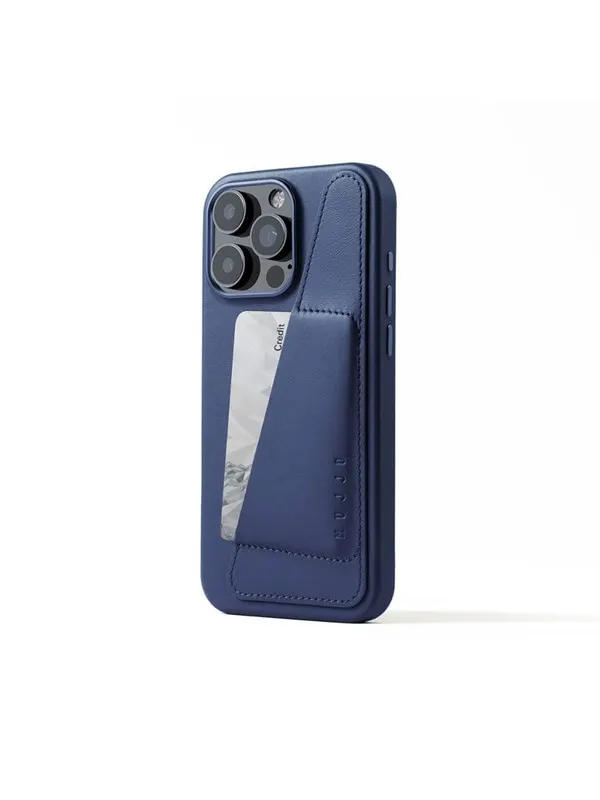 Mujjo Wallet Leather Case for iPhone 16 Pro Max - Blue