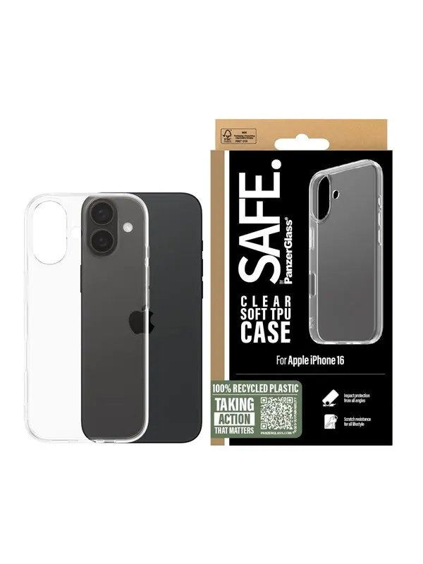 SAFE by PanzerGlass TPU Case iPhone 16 | Transparent