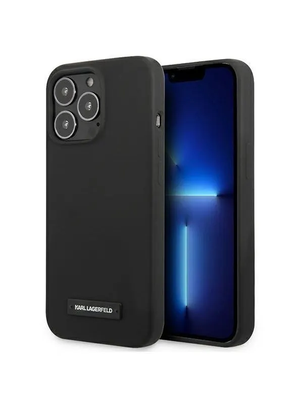 Karl Lagerfeld Silicone Plaque Case for iPhone 13 Pro Max - Black