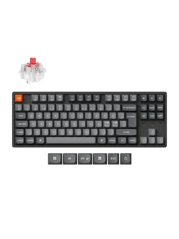 Keychron K8 MAX QMK/VIA Wireless Tri-Mode - Super Red - Gaming Keyboard - Utan numpad - Nordisk - Svart