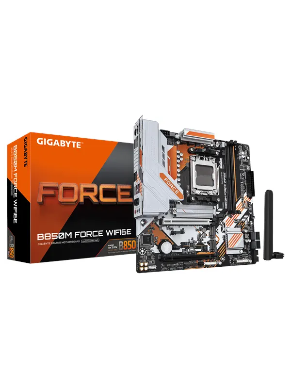 GIGABYTE B850M FORCE WIFI6E Moderkort - AMD B850 - AMD AM5 - DDR5 RAM - Micro-ATX