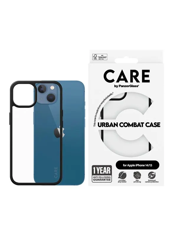 CARE by PanzerGlass Flagship Case Transparent Urban Combat w. Clear Frame iPhone 14 | 13