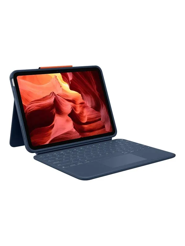 Logitech Rugged Combo 4 Touch - keyboard and folio case - with trackpad Input Device - Tastatur & Folio set - Blå