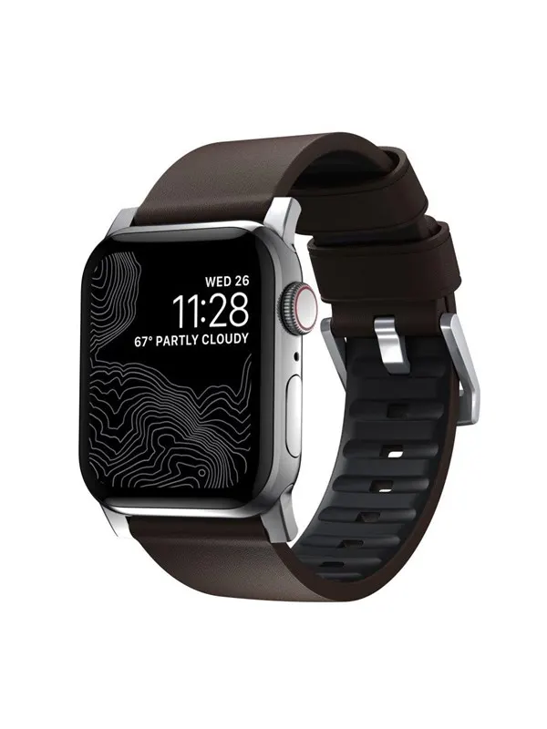 Nomad - Active Band Pro - 44mm/42mm Silver Hardware Brown Active Leather FKM