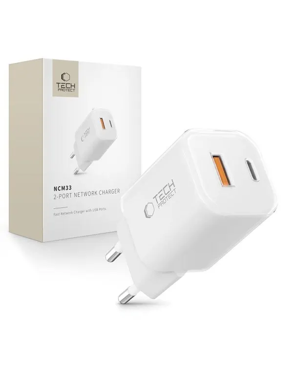 Tech-Protect NCM33W 2-Port Charger PD33W/QC3.0 - White