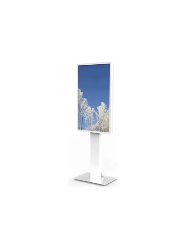 HI-ND Floorstand Glass stand - adjustable - for digital signage LED panel - with casing - white - Max - recommended for 75"
