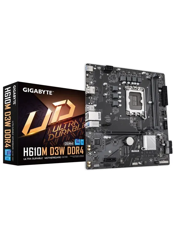 GIGABYTE H610M D3W DDR4 Moderkort - Intel H610 - Intel LGA1700 - DDR4 RAM - Micro-ATX