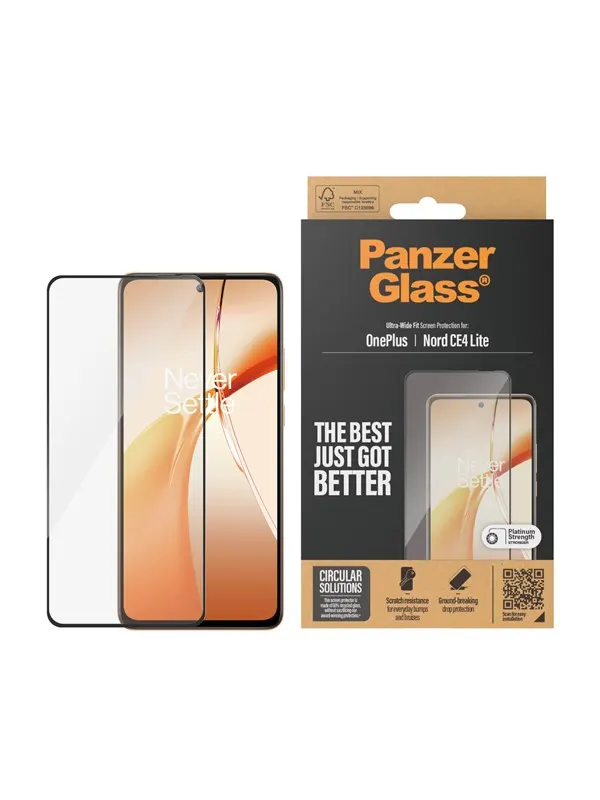 PanzerGlass Screen Protector w. Black Frame OnePlus Nord CE4 Lite | Ultra-Wide Fit