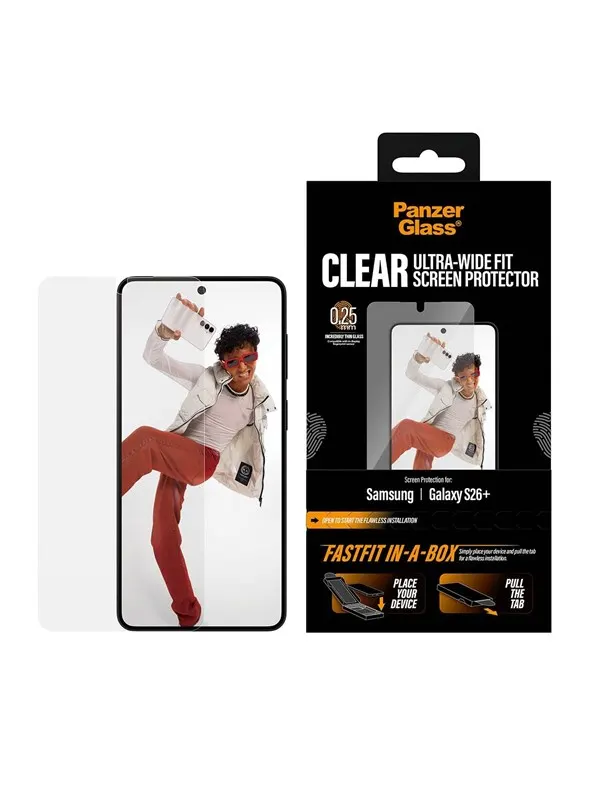 PanzerGlass Screen Protector Samsung Galaxy S26+ | Ultra-Wide Fit w. FASTFIT IN-A-BOX