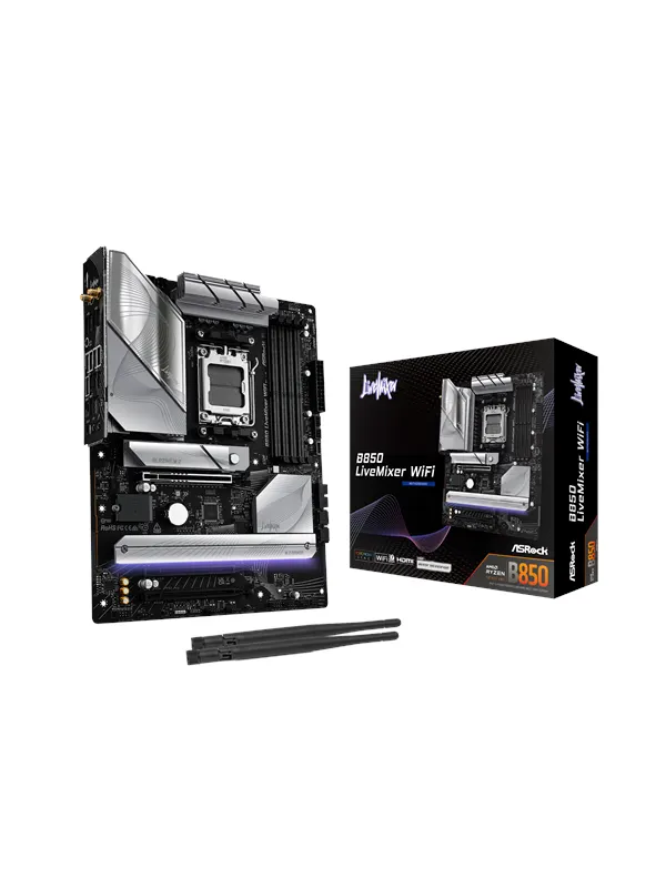 ASRock B850 LiveMixer WiFi Moderkort - AMD B850 - AMD AM5 - DDR5 RAM - ATX