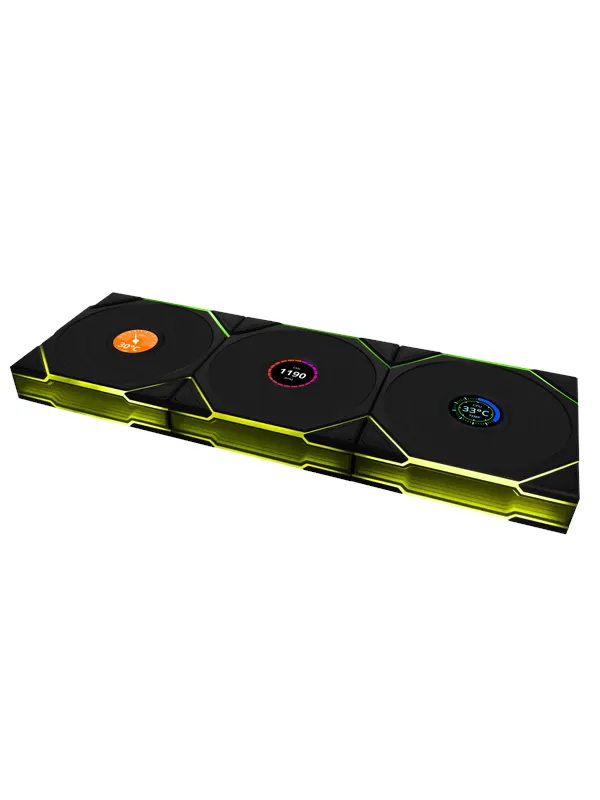 Lian Li UNI FAN TL Wireless LCD Reverse 3 pack - Chassi fläkt - 120mm - Svart - 33 dBA
