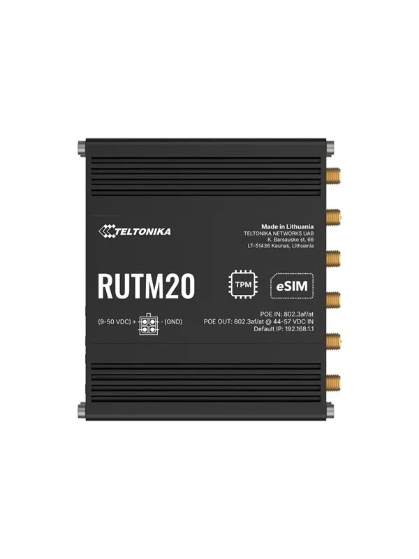 Teltonika RUTM20 - wireless router - WWAN - Wi-Fi 5 LTE - 5G 4G 3G - DIN rail mountable surface-mountable wall-mountable - Wireless router 802.11a/b/g/n/Wi-Fi 5 Wave 2