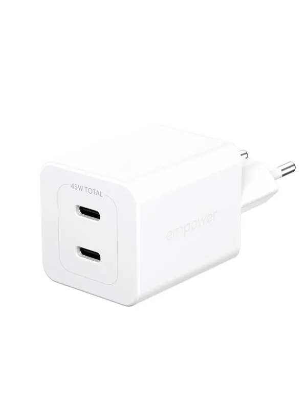 empower by PanzerGlass Turbo 45W Charger incl. 2 x USB-C | EU Plug | Silver White