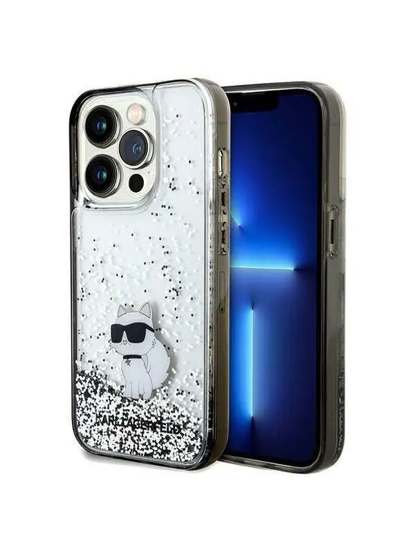 Karl Lagerfeld Liquid Glitter Choupette case for iPhone 14 Pro - transparent