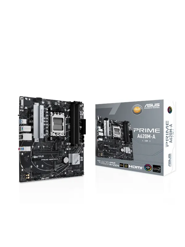 ASUS PRIME A620M-A-CSM Moderkort - AMD A620 - AMD AM5 - DDR5 RAM - Micro-ATX