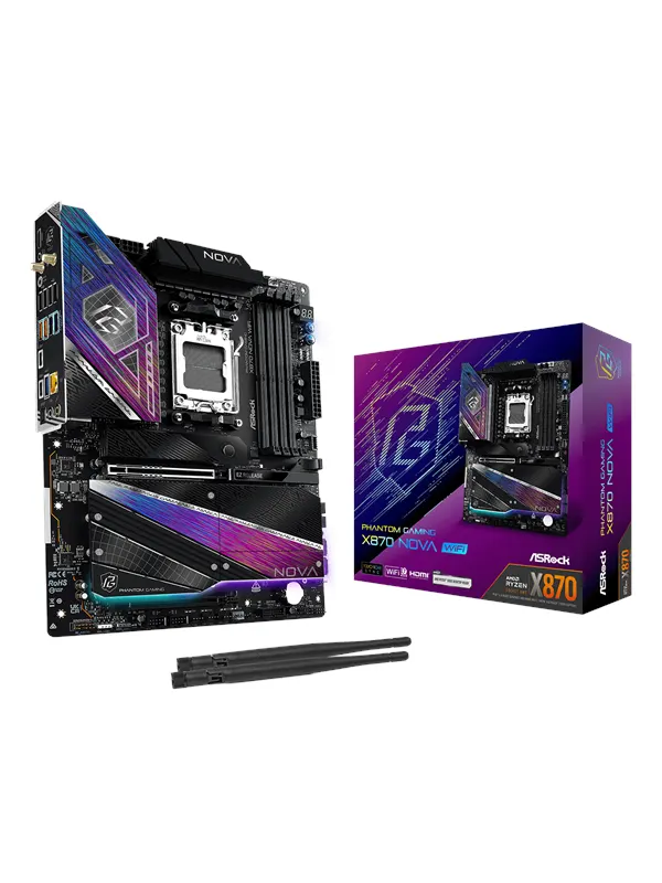 ASRock X870 NOVA WiFi Moderkort - AMD X870 - AMD AM5 - DDR5 RAM - ATX