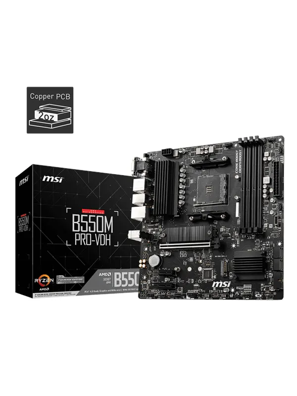 MSI B550M PRO-VDH Moderkort - AMD B550 - AMD AM4 - DDR4 RAM - Micro-ATX