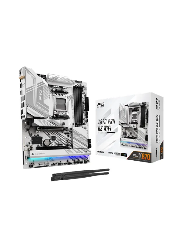 ASRock X870 PRO RS WIFI Moderkort - AMD X870 - AMD AM5 - DDR5 RAM - ATX