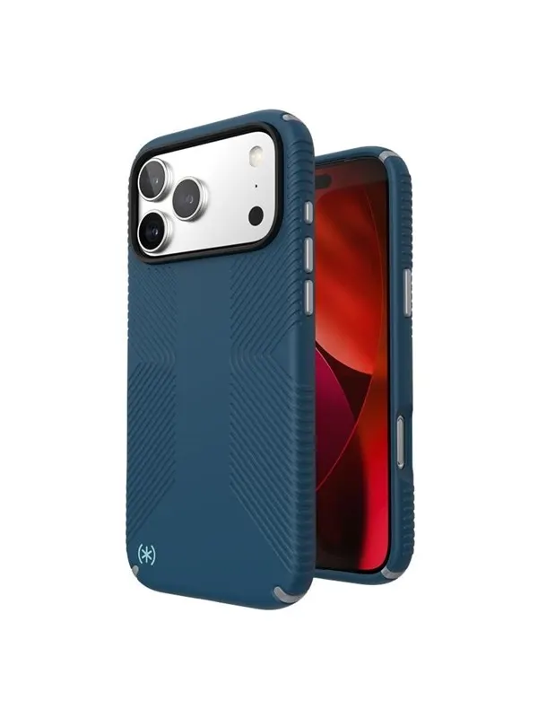 Speck Presidio2 Grip MagSafe - iPhone 17 Pro Max Case - Deep Sea/Silver Metallic