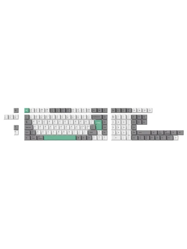 Keychron PBT Full Keycap Set Gray White Mint - Knappsats - Nordisk - Vit