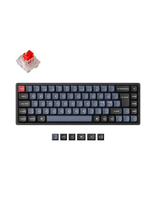 Keychron K6 Pro QMK/VIA Wireless RGB Hot Swap K Pro Red - Gaming Keyboard - Utan numpad - Nordisk - Svart