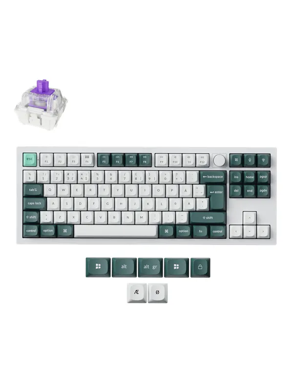 Keychron Q3 HE 80% Knob Wireless Tri-Mode QMK - Gateron 2.0 Magnetic Switch - Shell White - Gaming Keyboard - Utan numpad - Nordisk - Vit
