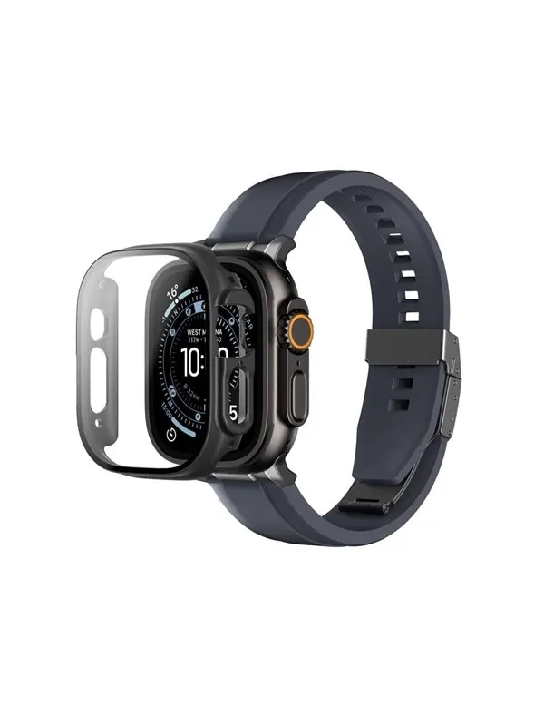 AmazingThing Radix Glass Screen Protector with Case for Apple Watch UItra 3 49mm - Black