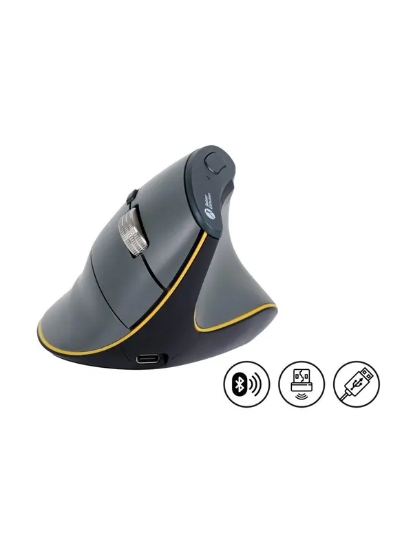 Bakker Elkhuizen FastForward - vertical mouse - Bluetooth 5.1 RF - dark grey - Vertical mouse - Optic - 8 knappar - Grå