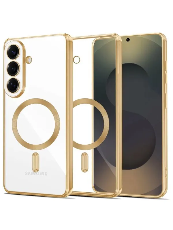 Tech-Protect  MagFlex Case for Samsung Galaxy S26 - Clear and Gold