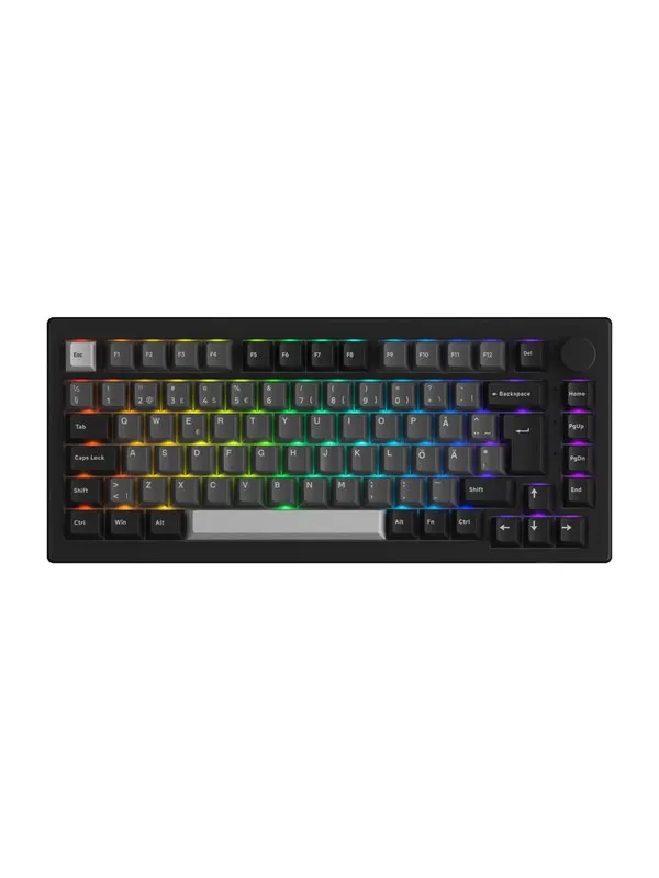 Akkogear 5075B Plus-S - Black&Silver - Akko V3 Lavender Purple Pro - Gaming Keyboard - Utan numpad - Universal - Svart
