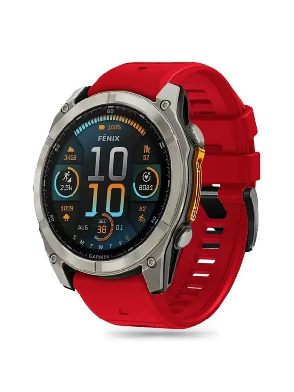 Tech-Protect Silicone Line Silicone Strap for Garmin Fenix 5X / 5X Plus / 6X / 6X Pro / 7X / 8 (51 mm) - Red