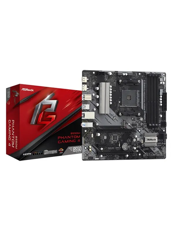 ASRock B550M Phantom Gaming 4 Moderkort - AMD B550 - AMD AM4 - DDR4 RAM - Micro-ATX