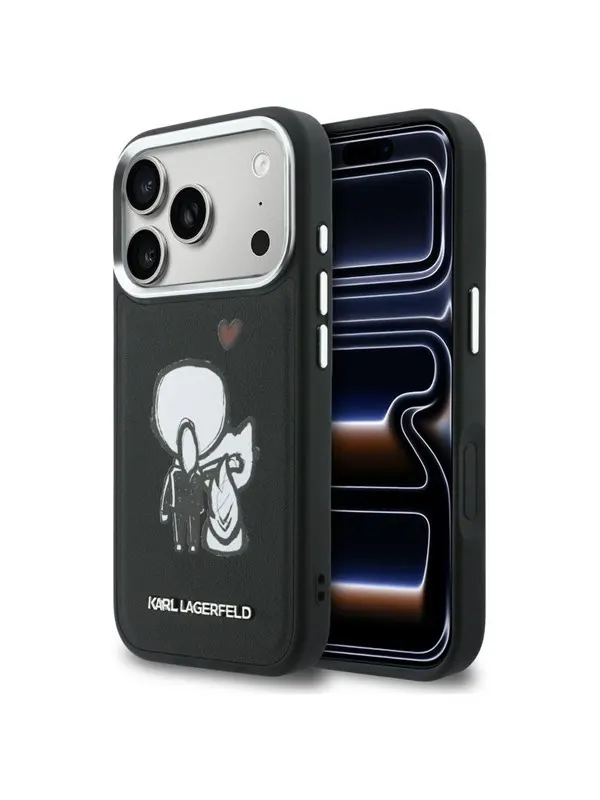 Karl Lagerfeld Karl & Choupette Back Logo MagSafe Case for iPhone 17 Pro Max - Black