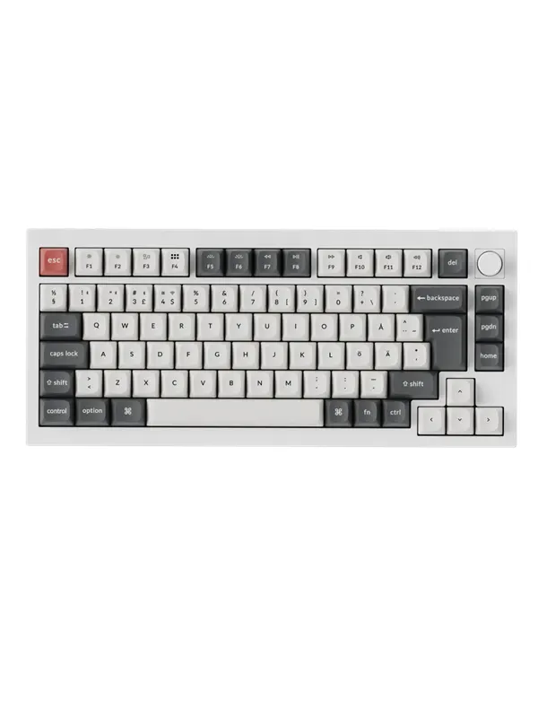 Keychron Q1 Ultra 75% 8K Wireless Tri-Mode - POM Red - Gaming Keyboard - Utan numpad - Nordisk - Vit