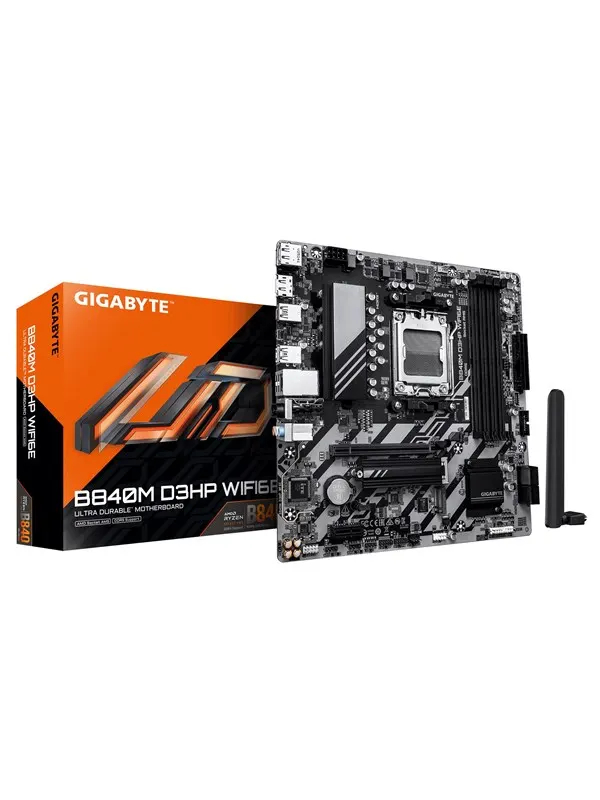 GIGABYTE B840M D3HP WIFI6E Moderkort - AMD B840 - AMD AM5 - DDR5 RAM - Micro-ATX