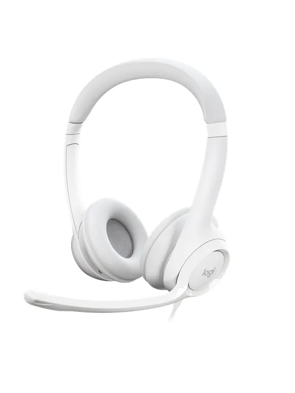 Logitech H390 USB Computer Headset - White